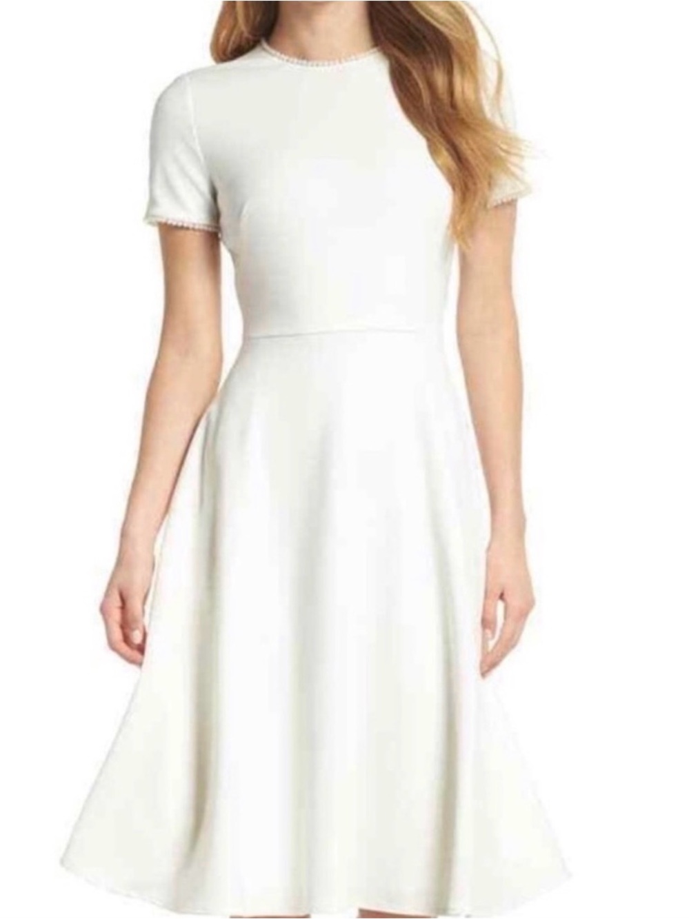 Gal Meets Glam-Victoria fit and flare White Short-Sleeve A-Line Dress